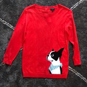Talbots XS red/Boston terrier top
